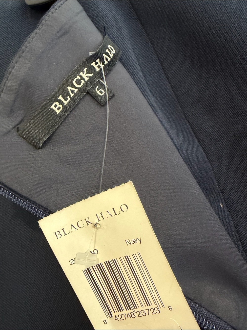 BLACK HALO NWT Lena Strapless Belted Sheath Dress Navy 6 - Picture 11 of 14
